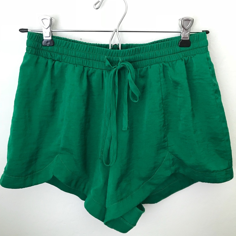 Emerald satin shorts